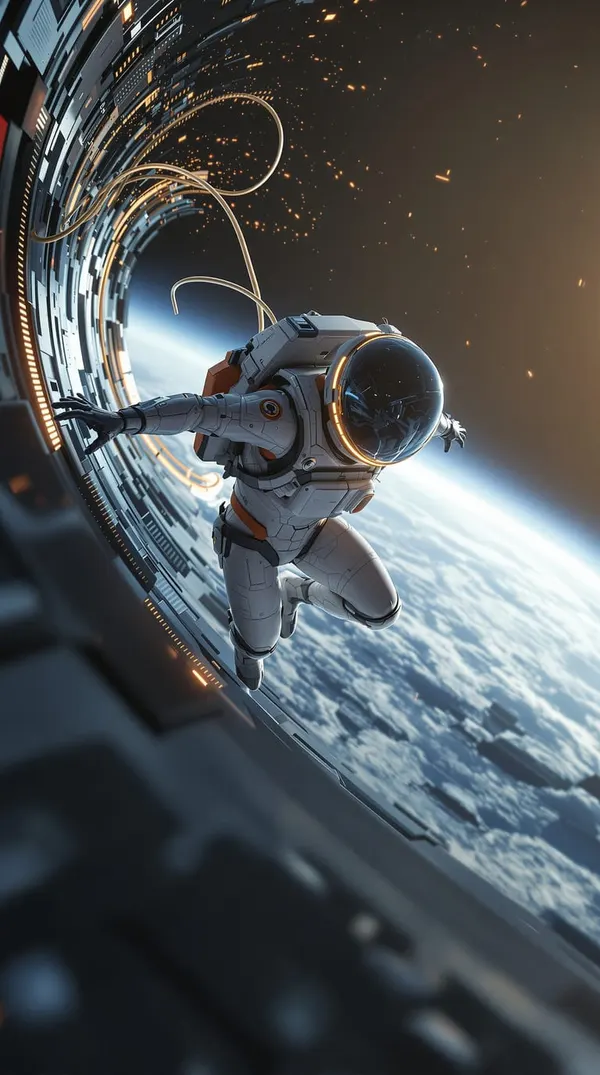 StarBot: an astronaut on a spacewalk above Earth