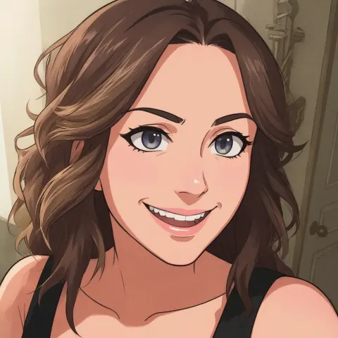 A selfie of a woman restyled as an anime character