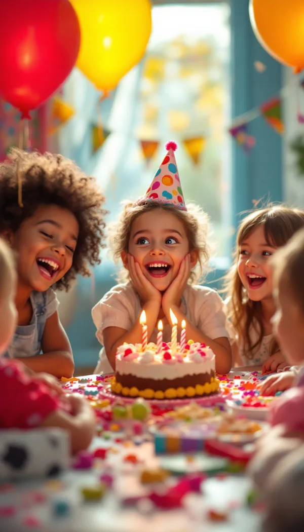 Before: A happy birthday party with a fun, joyful atmosphere.